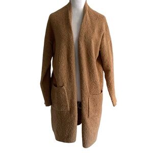Eileen Fisher Women’s Small Tan Organic Cotton Textured Teddy Long Cardigan
